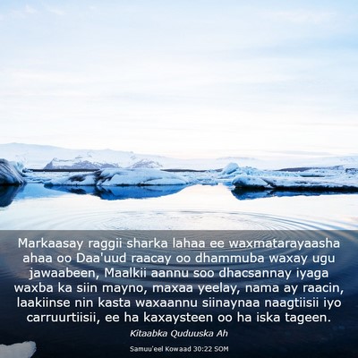 Picture 03 - Samuu'eel Kowaad 30:22 SOM - Markaasay raggii sharka lahaa ee waxmatarayaasha - Bible Verse Picture