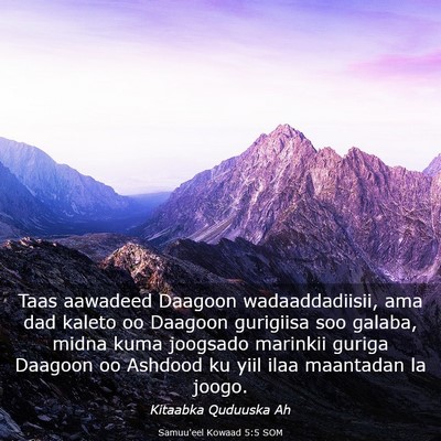 Picture 03 - Samuu'eel Kowaad 5:5 SOM - Taas aawadeed Daagoon wadaaddadiisii, ama dad - Bible Verse Picture