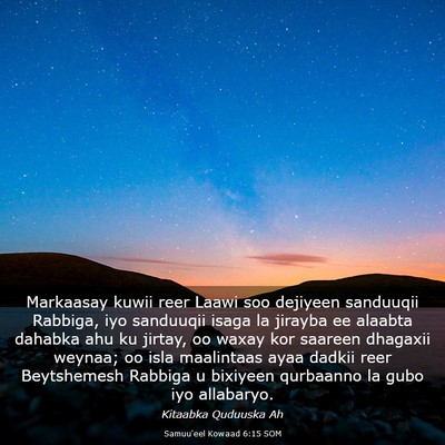 Picture 03 - Samuu'eel Kowaad 6:15 SOM - Markaasay kuwii reer Laawi soo dejiyeen sanduuqii - Bible Verse Picture