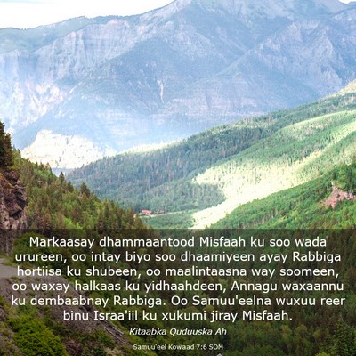 Picture 03 - Samuu'eel Kowaad 7:6 SOM - Markaasay dhammaantood Misfaah ku soo wada - Bible Verse Picture
