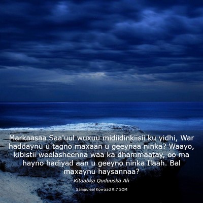 Picture 03 - Samuu'eel Kowaad 9:7 SOM - Markaasaa Saa'uul wuxuu midiidinkiisii ku yidhi, - Bible Verse Picture