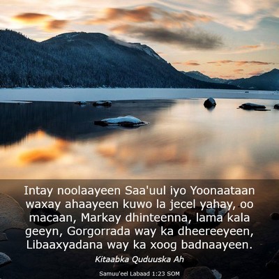 Picture 03 - Samuu'eel Labaad 1:23 SOM - Intay noolaayeen Saa'uul iyo Yoonaataan waxay - Bible Verse Picture