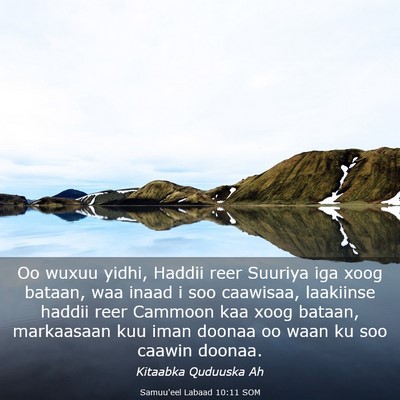 Picture 03 - Samuu'eel Labaad 10:11 SOM - Oo wuxuu yidhi, Haddii reer Suuriya iga xoog - Bible Verse Picture