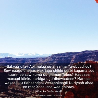 Picture 03 - Samuu'eel Labaad 11:21 SOM - Bal yaa dilay Abiimeleg oo ahaa ina Yerubbeshed? - Bible Verse Picture