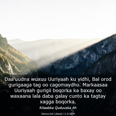 Picture 03 - Samuu'eel Labaad 11:8 SOM - Daa'uudna wuxuu Uuriyaah ku yidhi, Bal orod - Bible Verse Picture