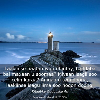 Picture 03 - Samuu'eel Labaad 12:23 SOM - Laakiinse haatan wuu dhintay, haddaba bal maxaan - Bible Verse Picture