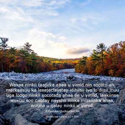Picture 03 - Samuu'eel Labaad 12:4 SOM - Waxaa ninkii taajirka ahaa u yimid nin socoto ah, - Bible Verse Picture