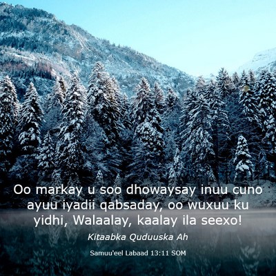 Picture 03 - Samuu'eel Labaad 13:11 SOM - Oo markay u soo dhowaysay inuu cuno ayuu iyadii - Bible Verse Picture