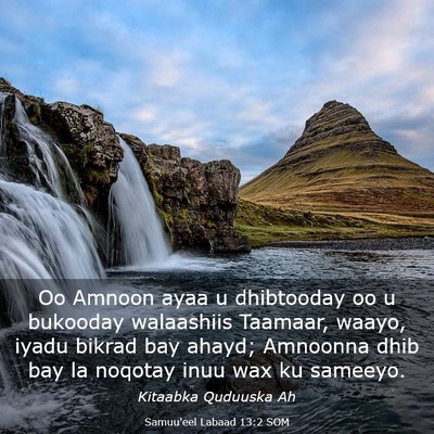 Picture 03 - Samuu'eel Labaad 13:2 SOM - Oo Amnoon ayaa u dhibtooday oo u bukooday - Bible Verse Picture