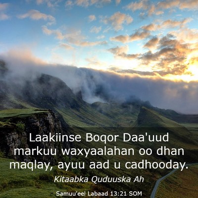 Picture 03 - Samuu'eel Labaad 13:21 SOM - Laakiinse Boqor Daa'uud markuu waxyaalahan oo - Bible Verse Picture