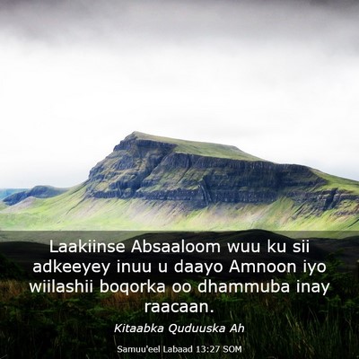 Picture 03 - Samuu'eel Labaad 13:27 SOM - Laakiinse Absaaloom wuu ku sii adkeeyey inuu u - Bible Verse Picture
