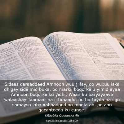 Picture 03 - Samuu'eel Labaad 13:6 SOM - Sidaas daraaddeed Amnoon wuu jiifay, oo wuxuu - Bible Verse Picture