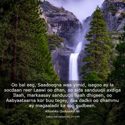 Picture 03 - Samuu'eel Labaad 15:24 SOM - Oo bal eeg, Saadooqna waa yimid, isagoo ay la - Bible Verse Picture