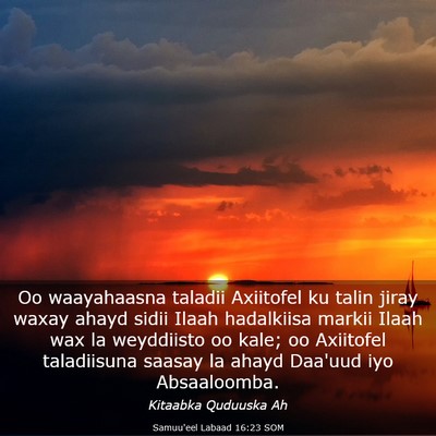 Picture 03 - Samuu'eel Labaad 16:23 SOM - Oo waayahaasna taladii Axiitofel ku talin jiray - Bible Verse Picture