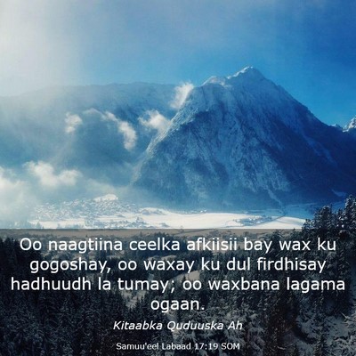 Picture 03 - Samuu'eel Labaad 17:19 SOM - Oo naagtiina ceelka afkiisii bay wax ku gogoshay, - Bible Verse Picture