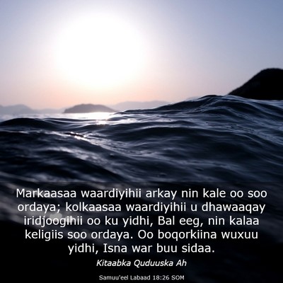 Picture 03 - Samuu'eel Labaad 18:26 SOM - Markaasaa waardiyihii arkay nin kale oo soo - Bible Verse Picture