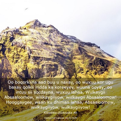 Picture 03 - Samuu'eel Labaad 18:33 SOM - Oo boqorkiina aad buu u naxay, oo wuxuu kor ugu - Bible Verse Picture