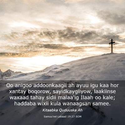 Picture 03 - Samuu'eel Labaad 19:27 SOM - Oo anigoo addoonkaagii ah ayuu igu kaa hor xantay - Bible Verse Picture