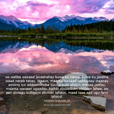Picture 03 - Samuu'eel Labaad 19:6 SOM - oo weliba waxaad jeceshahay kuwa ku neceb, kuwa - Bible Verse Picture