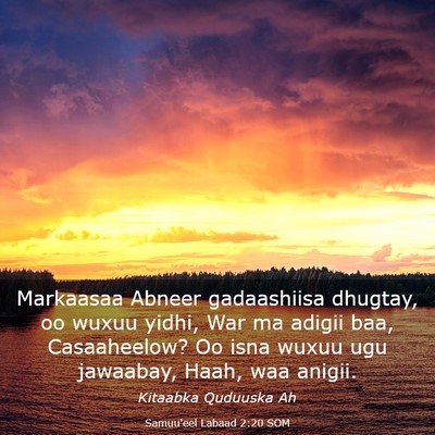 Picture 03 - Samuu'eel Labaad 2:20 SOM - Markaasaa Abneer gadaashiisa dhugtay, oo wuxuu - Bible Verse Picture