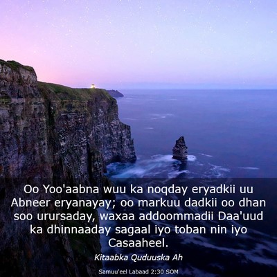 Picture 03 - Samuu'eel Labaad 2:30 SOM - Oo Yoo'aabna wuu ka noqday eryadkii uu Abneer - Bible Verse Picture