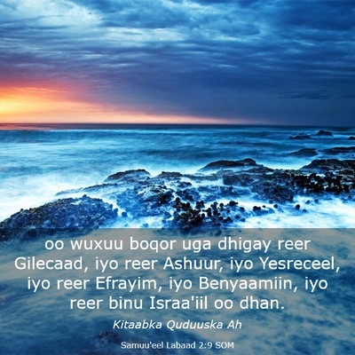 Picture 03 - Samuu'eel Labaad 2:9 SOM - oo wuxuu boqor uga dhigay reer Gilecaad, iyo reer - Bible Verse Picture