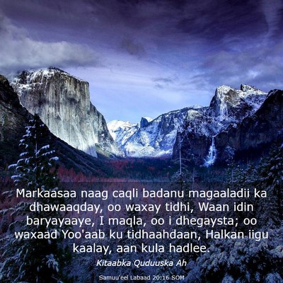 Picture 03 - Samuu'eel Labaad 20:16 SOM - Markaasaa naag caqli badanu magaaladii ka - Bible Verse Picture