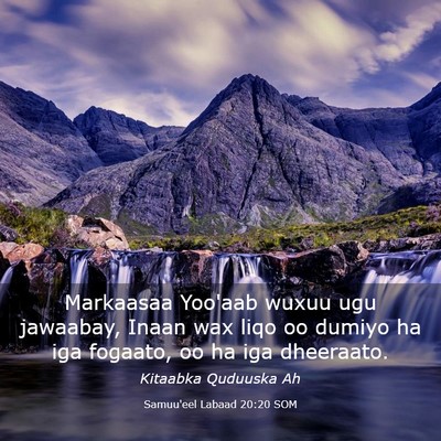 Picture 03 - Samuu'eel Labaad 20:20 SOM - Markaasaa Yoo'aab wuxuu ugu jawaabay, Inaan wax - Bible Verse Picture