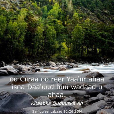 Picture 03 - Samuu'eel Labaad 20:26 SOM - oo Ciiraa oo reer Yaa'iir ahaa isna Daa'uud buu - Bible Verse Picture