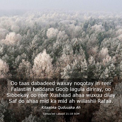 Picture 03 - Samuu'eel Labaad 21:18 SOM - Oo taas dabadeed waxay noqotay in reer Falastiin - Bible Verse Picture
