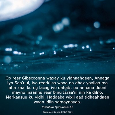 Picture 03 - Samuu'eel Labaad 21:4 SOM - Oo reer Gibecoonna waxay ku yidhaahdeen, Annaga - Bible Verse Picture
