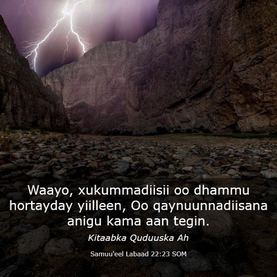 Picture 03 - Samuu'eel Labaad 22:23 SOM - Waayo, xukummadiisii oo dhammu hortayday - Bible Verse Picture
