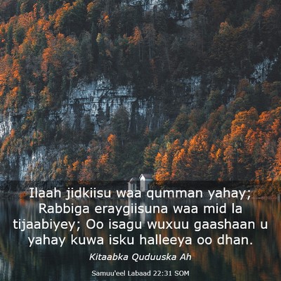 Picture 03 - Samuu'eel Labaad 22:31 SOM - Ilaah jidkiisu waa qumman yahay; Rabbiga - Bible Verse Picture