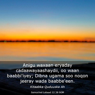Picture 03 - Samuu'eel Labaad 22:38 SOM - Anigu waxaan eryaday cadaawayaashaydii, oo waan - Bible Verse Picture
