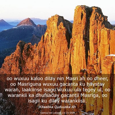 Picture 03 - Samuu'eel Labaad 23:21 SOM - oo wuxuu kaloo dilay nin Masri ah oo dheer, oo - Bible Verse Picture