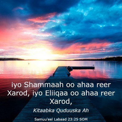 Picture 03 - Samuu'eel Labaad 23:25 SOM - iyo Shammaah oo ahaa reer Xarod, iyo Eliiqaa oo - Bible Verse Picture