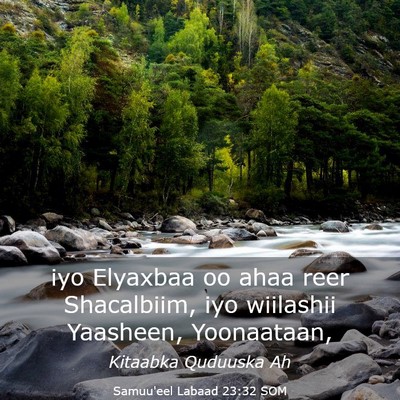 Picture 03 - Samuu'eel Labaad 23:32 SOM - iyo Elyaxbaa oo ahaa reer Shacalbiim, iyo - Bible Verse Picture