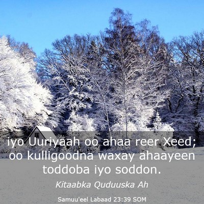 Picture 03 - Samuu'eel Labaad 23:39 SOM - iyo Uuriyaah oo ahaa reer Xeed; oo kulligoodna - Bible Verse Picture