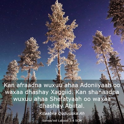 Picture 03 - Samuu'eel Labaad 3:4 SOM - Kan afraadna wuxuu ahaa Adoniiyaah oo waxaa - Bible Verse Picture