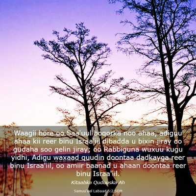 Picture 03 - Samuu'eel Labaad 5:2 SOM - Waagii hore oo Saa'uul boqorka noo ahaa, adiguu - Bible Verse Picture