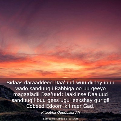 Picture 03 - Samuu'eel Labaad 6:10 SOM - Sidaas daraaddeed Daa'uud wuu diiday inuu wado - Bible Verse Picture