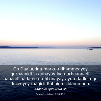 Picture 03 - Samuu'eel Labaad 6:18 SOM - Oo Daa'uudna markuu dhammeeyey qurbaankii la - Bible Verse Picture