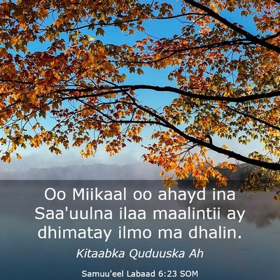 Picture 03 - Samuu'eel Labaad 6:23 SOM - Oo Miikaal oo ahayd ina Saa'uulna ilaa maalintii - Bible Verse Picture