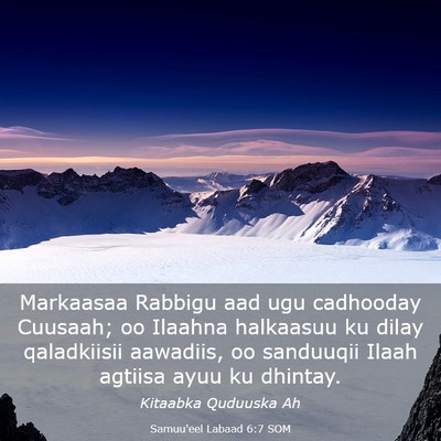 Picture 03 - Samuu'eel Labaad 6:7 SOM - Markaasaa Rabbigu aad ugu cadhooday Cuusaah; oo - Bible Verse Picture