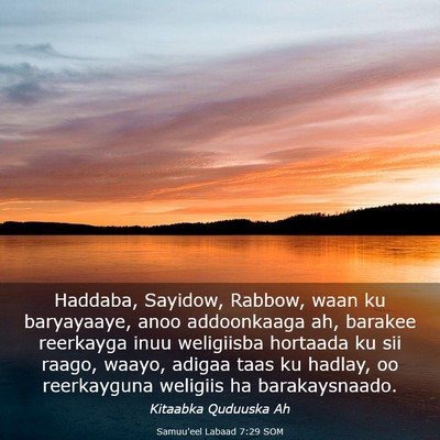 Picture 03 - Samuu'eel Labaad 7:29 SOM - Haddaba, Sayidow, Rabbow, waan ku baryayaaye, - Bible Verse Picture