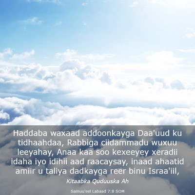 Picture 03 - Samuu'eel Labaad 7:8 SOM - Haddaba waxaad addoonkayga Daa'uud ku tidhaahdaa, - Bible Verse Picture