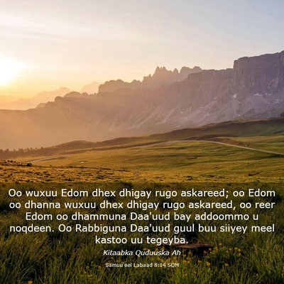 Picture 03 - Samuu'eel Labaad 8:14 SOM - Oo wuxuu Edom dhex dhigay rugo askareed; oo Edom - Bible Verse Picture