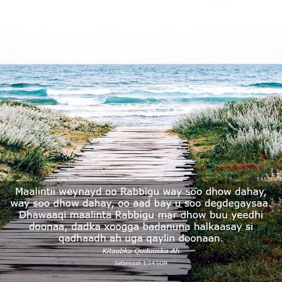 Picture 03 - Sefanyaah 1:14 SOM - Maalintii weynayd oo Rabbigu way soo dhow dahay, - Bible Verse Picture