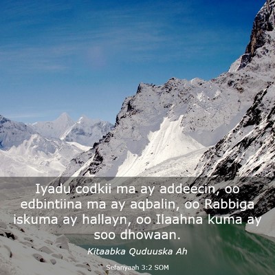 Picture 03 - Sefanyaah 3:2 SOM - Iyadu codkii ma ay addeecin, oo edbintiina ma ay - Bible Verse Picture