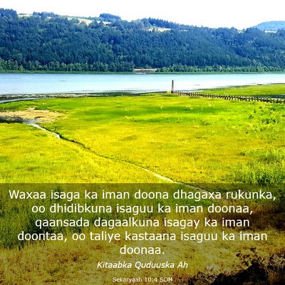 Picture 03 - Sekaryaah 10:4 SOM - Waxaa isaga ka iman doona dhagaxa rukunka, oo - Bible Verse Picture